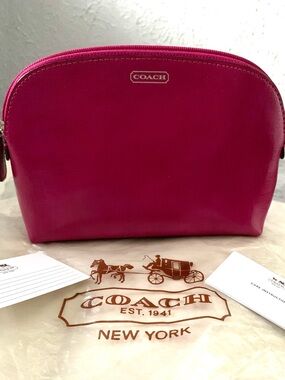 NEW! Coach Pink Leather Cosmetic Pouch or Clutch